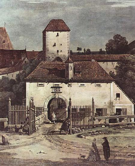 Bernardo Bellotto Ansicht von Pirna, Pirna von der Sudseite aus gesehen, mit Befestigungsanlagen und Obertor (Stadttor) sowie Festung Sonnenstein